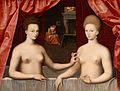 不知名楓丹白露畫派藝術家《加布莉埃爾與她的一位姐妹》，約1594年，現藏於羅浮宮