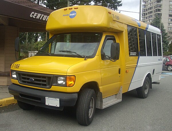 A Ford E-Series HandyDART cutaway bus during the Vancouver 2010 Winter Olympics