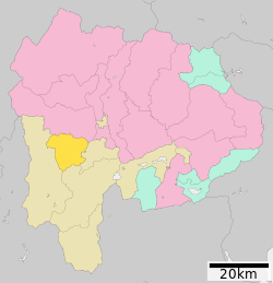 Location of Fujikawa in Yamanashi Prefecture