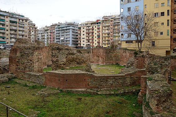 Part of the Palace of Galerius, in the centre of Thessaloniki, Greece; the Octagon seen from south-west.