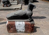 Peacock sculpture at Golingeshwara temple complex in Biccavolu, India