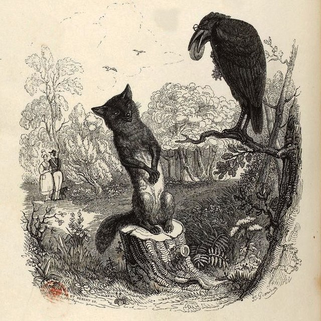 File Grandville Fables De La Fontaine 01 02 Le Corbeau Et Le Renard Jpg Wikimedia Commons