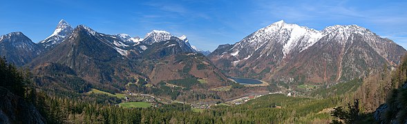 Hieflau and Gesäuse from Rotmauer panorama 20210424