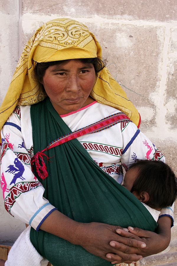 Photo of Huichol woman and child.