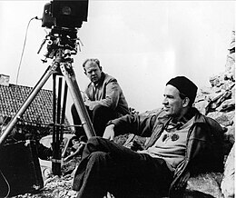 Bergman with his long-time cinematographer Sven Nykvist during the production of Through a Glass Darkly (1960)