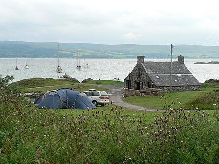 Sound of Gigha Isle of Gigha, tents by the boathouse - geograph.org.uk - 920293.jpg