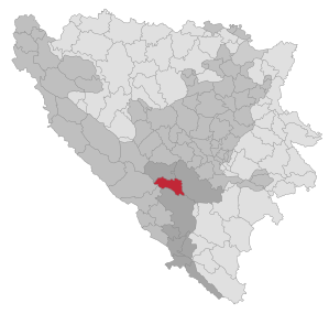 Location of the municipality of Jablanica (Bosnia and Herzegovina) in Bosnia and Herzegovina (clickable map)