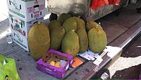 Jackfruit at a fruit stand in Manhattan's Chinatown.
