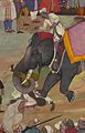 اک جنگ ہاتھی جو شہنشاہ اکبر کے مخالفین کو پھانسی دے رہا تھا ۔