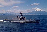 JS Shirane underway with Mount Fuji in the background on 21 August 2013