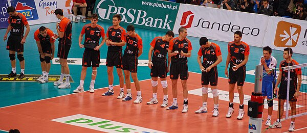 Jastrzębski Węgiel before a match of PlusLiga in 2010.