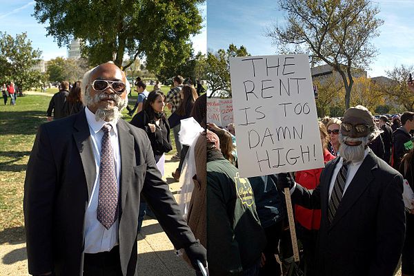 McMillan's significant media coverage spawned imitators, such as these two men at the Rally to Restore Sanity and/or Fear in Washington, D.C.