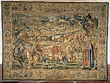Depart de la Cour du chateau d'Anet, also known as Journey (390 x 534 cm. ; 154 x 210 in.) Journey, from the Valois Tapestries.jpg