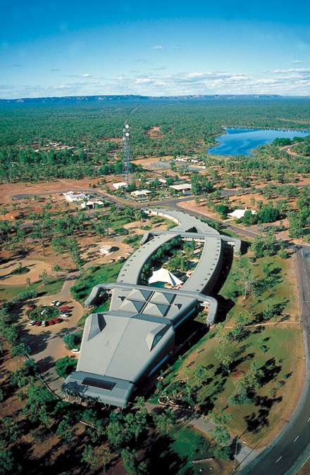 An aerial view of Gagudju Crocodile Hotel in Jabiru