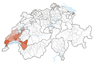 Lag vum Kanton Waadt Canton de Vaud in dr Schwyz