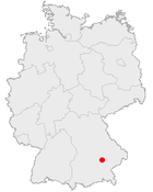 Deutschlandkarte, Position von Landshut hervorgehoben