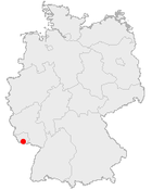 Deutschlandkarte, Position von Saarbrücken hervorgehoben