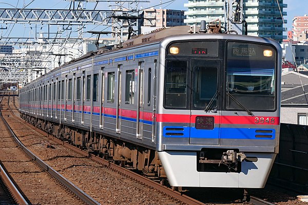 A Keisei 3700 series EMU on the Oshiage Line on a Rapid service