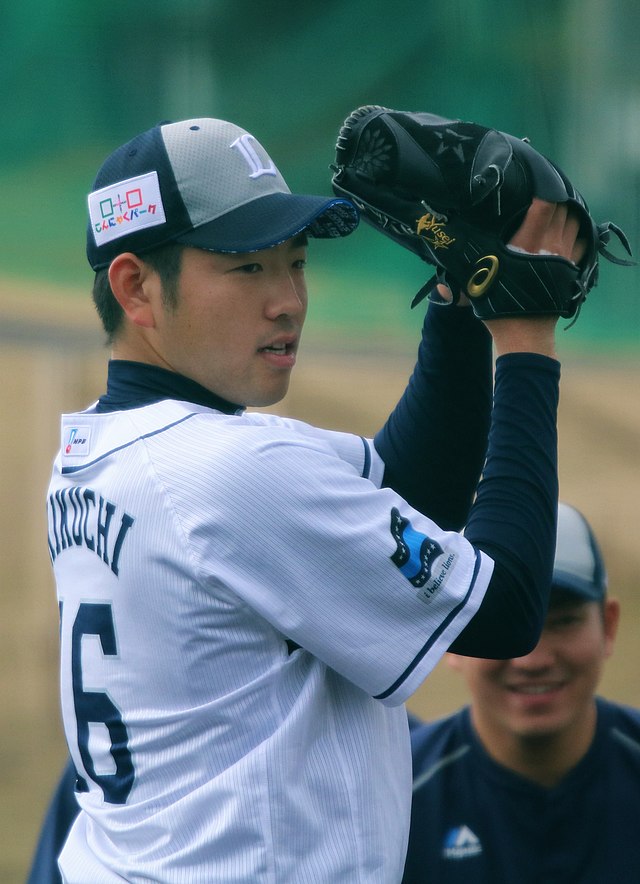 Japanese professional baseball pitcher Yusei Kikuchi attends a