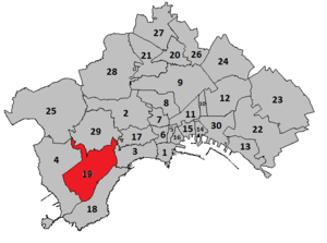 Fuorigrotta okulunun Napoli şehrindeki konumu