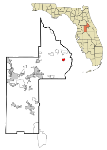 Lake County Florida Sisällytetyt ja rekisteröimättömät alueet Pine Lakes Highlighted.svg