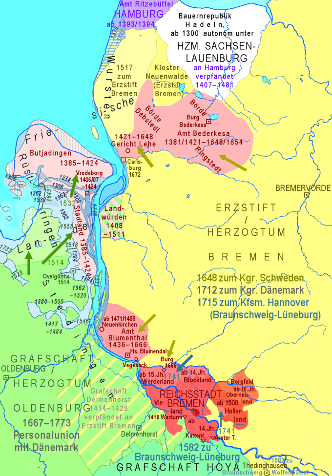 Landgebied van de Rijksstad Bremen, 14e tot 18e eeuw