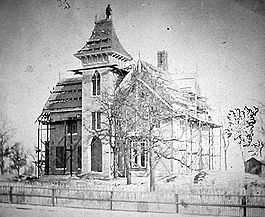 The LeDuc home under construction in 1863 LeDucConstruction.jpg