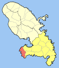 Location of the commune (in red) within Martinique