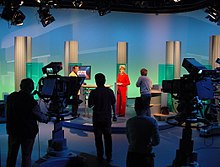 A television studio during a production of Kripo Live in Studio 1 of the Mitteldeutscher Rundfunk
(MDR) MDR Kripo live.jpg