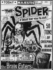 Advertisement from 1958 for The Brain Eaters and co-feature, Earth vs. the Spider Majestic Theatre Ad - 5 November 1958, Abilene, TX.png