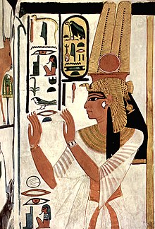 Tomb wall depicting Nefertari Maler der Grabkammer der Nefertari 004 retouched.jpg