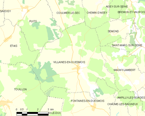 Poziția localității Villaines-en-Duesmois