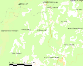Mapa obce Urbalacone