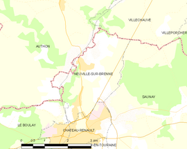 Mapa obce Neuville-sur-Brenne