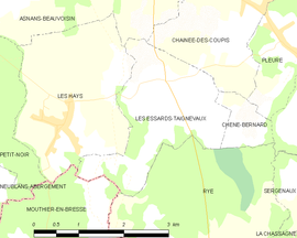 Mapa obce Les Essards-Taignevaux