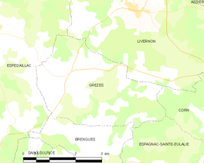 Poziția localității Grèzes