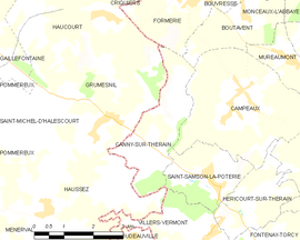 Mapa obce Canny-sur-Thérain