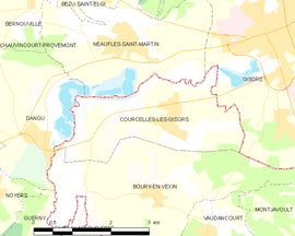 Mapa obce Courcelles-lès-Gisors