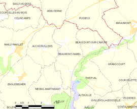 Mapa obce Beaumont-Hamel