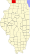 Mapa de Illinois con la ubicación del condado de Stephenson