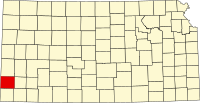 Округ Стентон на мапі штату Канзас highlighting