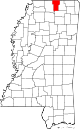 Mapa del estado que destaca el condado de Benton
