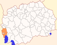 マケドニア共和国におけるストルガの位置の位置図