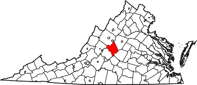 Locatie van Nelson County in Virginia