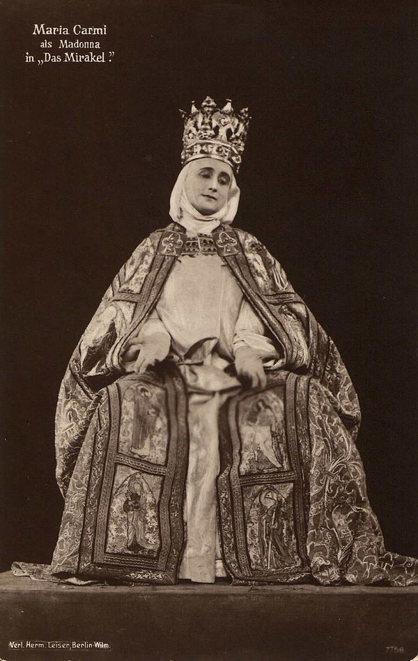 Maria Carmi as the Madonna in a publicity shot for the Olympia production.