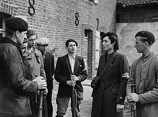 Members of the anti-fascist Maquis in La Tresorerie, 14 September 1944, Boulogne, France.