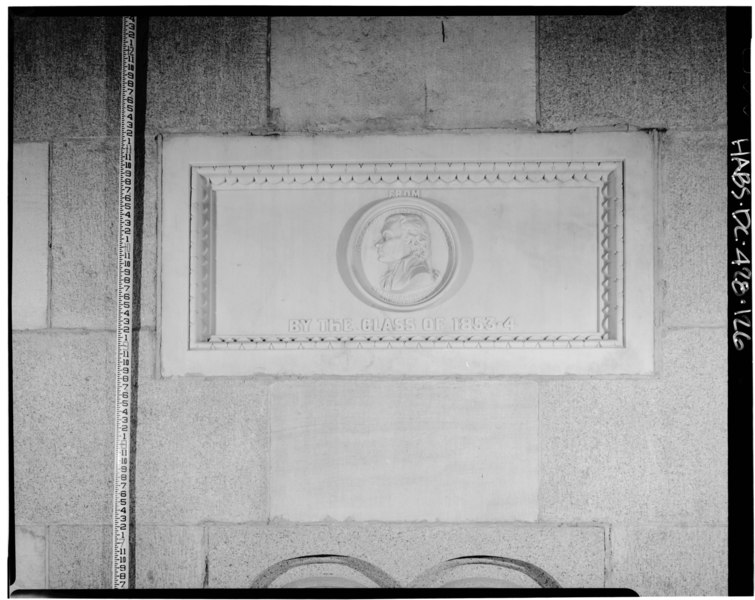 File:Memorial stone (Jefferson Medical College), level 280 - Washington Monument, High ground West of Fifteenth Street, Northwest, between Independence and Constitution Avenues, HABS DC,WASH,2-126.tif