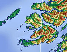Carte topographique d'Ulva et des îles environnantes.
