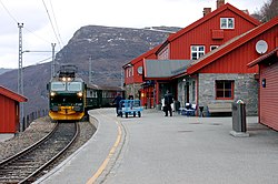 Myrdal Station with Flåmsbana train.jpg