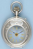 reloj misterioso;  California.  1889;  diámetro: 5,4 cm, profundidad: 1,8 cm;  Musée d'Horlogerie de Le Locle, (Suiza)
